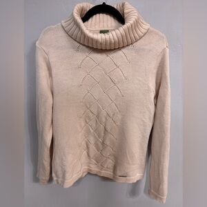 Geiger Cozy Cream New Wool Patterned Turtleneck Sweater - Sz 38 GUC